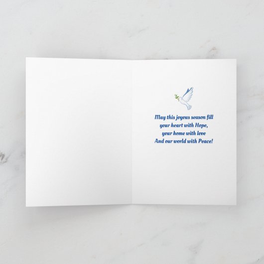 アフリカ系アメリカ人の天使と平和の鳩のクリスマス カード (内部)