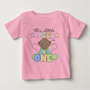 アフリカ系アメリカ人の天使の第1誕生日のTシャツ ベビーTシャツ