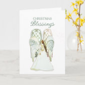 アフリカ系アメリカ人の天使クリスマスカード カード (黄色い花)