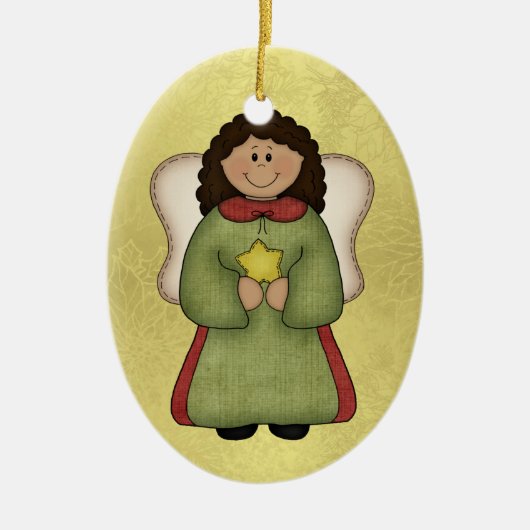 アフリカ系アメリカ人の天使 セラミックオーナメント (正面)