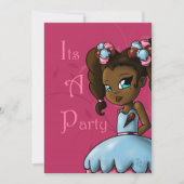 アフリカ系アメリカ人の女の子とアイスクリーム誕生日パーティー 招待状 (正面)