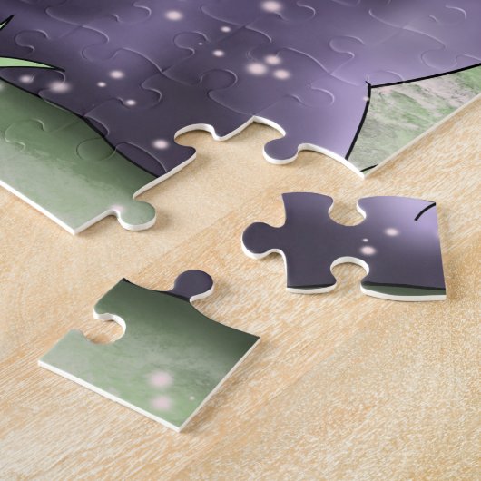 アフリカ系アメリカ人の女の子とフクロウ ジグソーパズル (側面)