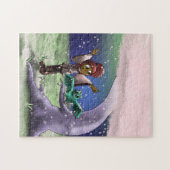 アフリカ系アメリカ人の女の子とフクロウ ジグソーパズル (横)