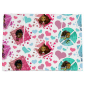 アフリカ系アメリカ人の女の子と幾何学模様 ラージペーパーバッグ (正面)