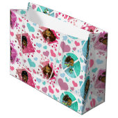 アフリカ系アメリカ人の女の子と幾何学模様 ラージペーパーバッグ (正面アングル)