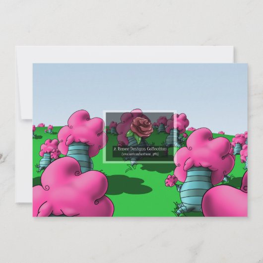 アフリカ系アメリカ人の女の子と象の誕生日パーティー 招待状 (裏面)