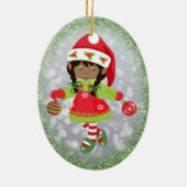 アフリカ系アメリカ人の女の子のクリスマスのオーナメント セラミックオーナメント (裏面)