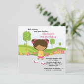 アフリカ系アメリカ人の女の子のスケートで滑るの誕生会 招待状 (スタンド正面)