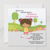 アフリカ系アメリカ人の女の子のスケートで滑るの誕生会 招待状 (正面)