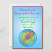 アフリカ系アメリカ人の女の子のプールの誕生日の招待状 招待状 (正面)