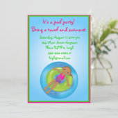 アフリカ系アメリカ人の女の子のプールの誕生日の招待状 招待状 (スタンド正面)