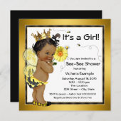 アフリカ系アメリカ人の女の子のベイビーシャワー 招待状 (正面/裏面)