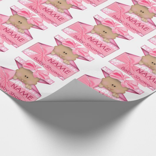 アフリカ系アメリカ人の女の子のベビーシャワーの包装紙 ラッピングペーパー (角)