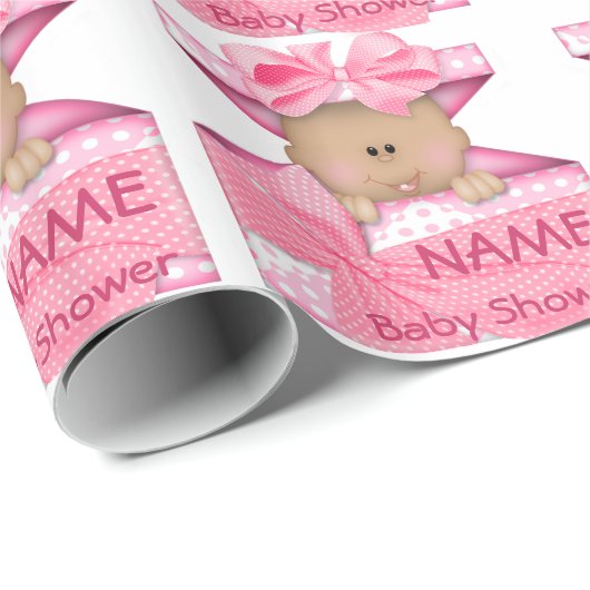 アフリカ系アメリカ人の女の子のベビーシャワーの包装紙 ラッピングペーパー (ロールコーナー)