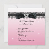 アフリカ系アメリカ人の女の子のベビーシャワーパーティー ピンク 招待状 (裏面)