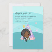 アフリカ系アメリカ人の女の子の三つ編み 誕生日 スランバーパーティー 招待状 (裏面)