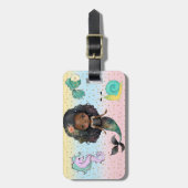 アフリカ系アメリカ人の女の子の人魚の荷札 ラゲッジタグ (正面縦)
