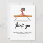 アフリカ系アメリカ人の女の子の体操の誕生日 サンキューカード (正面)