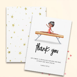 アフリカ系アメリカ人の女の子の体操の誕生日 サンキューカード