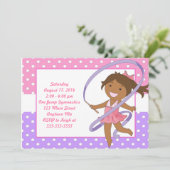 アフリカ系アメリカ人の女の子の体操のB日の招待状 招待状 (スタンド正面)