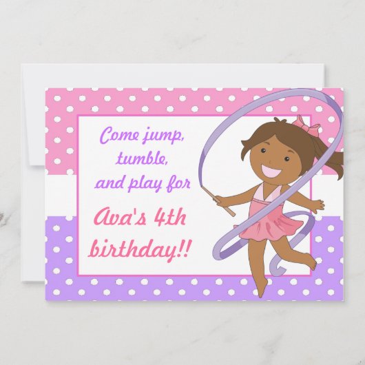 アフリカ系アメリカ人の女の子の体操のB日の招待状 招待状 (裏面)