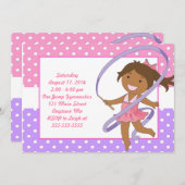 アフリカ系アメリカ人の女の子の体操のB日の招待状 招待状 (正面/裏面)