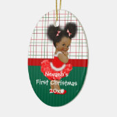 アフリカ系アメリカ人の女の子の初めてのクリスマス セラミックオーナメント (左)