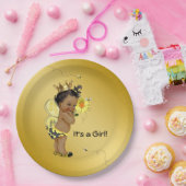 アフリカ系アメリカ人の女の子の蜂の赤ちゃんのシャワー ペーパープレート (パーティー)