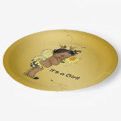 アフリカ系アメリカ人の女の子の蜂の赤ちゃんのシャワー ペーパープレート (アングル)