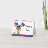 アフリカ系アメリカ人の女の子の誕生会は感謝していしています サンキューカード (正面)