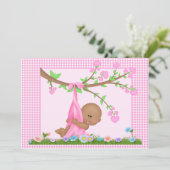 アフリカ系アメリカ人の女の子の赤ちゃんのシャワー招待状 招待状 (スタンド正面)