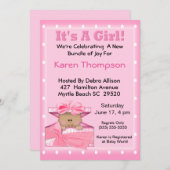 アフリカ系アメリカ人の女の子の赤ちゃんシャワー 招待状 (正面/裏面)