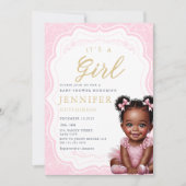 アフリカ系アメリカ人の女の子シャワー 招待状 (正面)