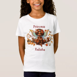 アフリカ系アメリカ人の女の子 ウッドランド プリンセス フェアリー Tシャツ