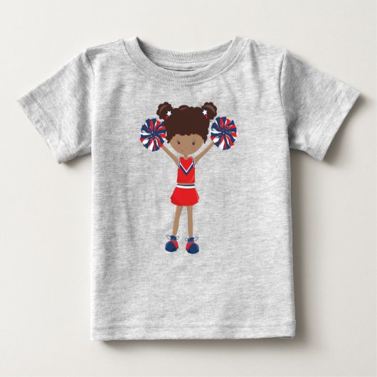 アフリカ系アメリカ人の女の子、チアリーディング、チアリーダー ベビーTシャツ (正面)