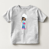 アフリカ系アメリカ人の女の子、パン作り、パン屋さん、パティシエ トドラーTシャツ (正面)