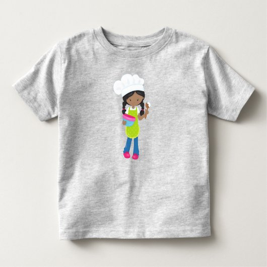 アフリカ系アメリカ人の女の子、パン作り、パン屋、ベーカリー トドラーTシャツ (正面)