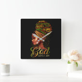 アフリカ系アメリカ人の女の子、神様、私はブラック・プライド スクエア壁時計 (ホーム)