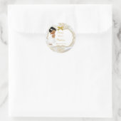 アフリカ系アメリカ人の女の赤ちゃんの洗礼の金ゴールドの十字 ラウンドシール (バッグ)