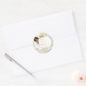 アフリカ系アメリカ人の女の赤ちゃんの洗礼の金ゴールドの十字 ラウンドシール (封筒)