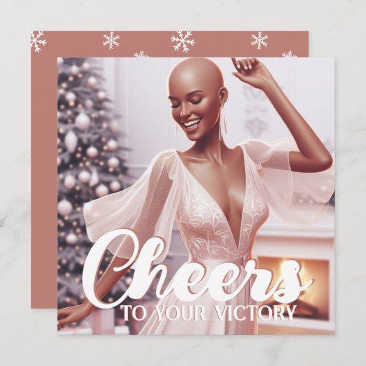 アフリカ系アメリカ人の女性がんを克服した人の喜び シーズンカード (正面/裏面)