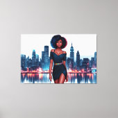 アフリカ系アメリカ人の女性のエレガント都市の女性のドレス キャンバスプリント (正面)