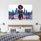 アフリカ系アメリカ人の女性のエレガント都市の女性のドレス キャンバスプリント (インサイチュ (寝室))