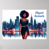 アフリカ系アメリカ人の女性のエレガント都市の女性のドレス ポスター (正面)