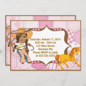 アフリカ系アメリカ人の女性のカーボーイの誕生日の招待状 招待状 (正面/裏面)