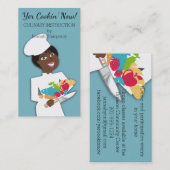 アフリカ系アメリカ人の女性のシェフのケータリングの食糧ナイフ 名刺 (正面/裏面)