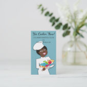 アフリカ系アメリカ人の女性のシェフのケータリングの食糧ナイフ 名刺 (スタンド正面)