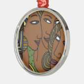 アフリカ系アメリカ人の女性の姉妹の友人 メタルオーナメント (左)