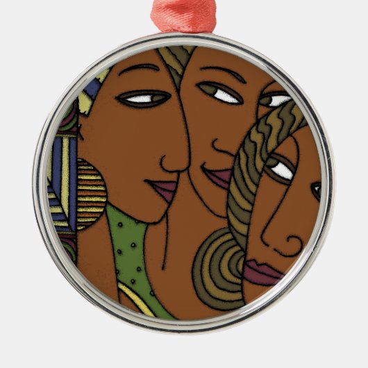 アフリカ系アメリカ人の女性の姉妹の友人 メタルオーナメント (正面)