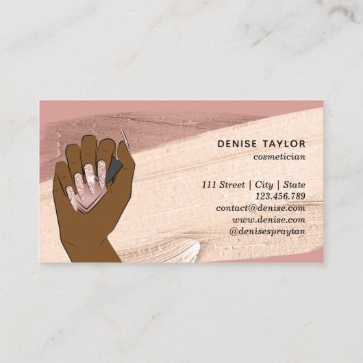 アフリカ系アメリカ人の女性の手で美しい爪、 ネイルb 名刺 (裏面)